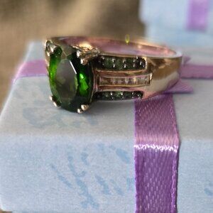 Chrome Diopside Ring, 925 silver, size 10